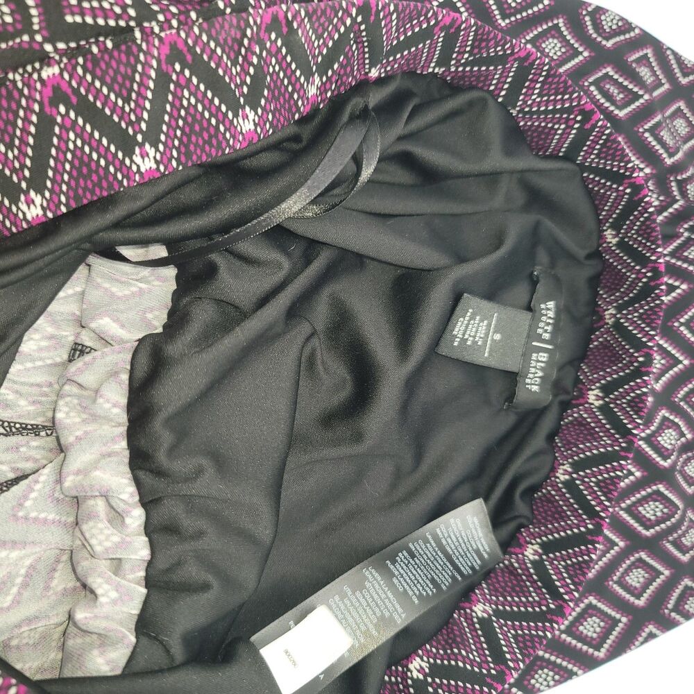 White House Black Market Small Strapless Geometric Romper Black Purple Pockets - Picture 12 of 12